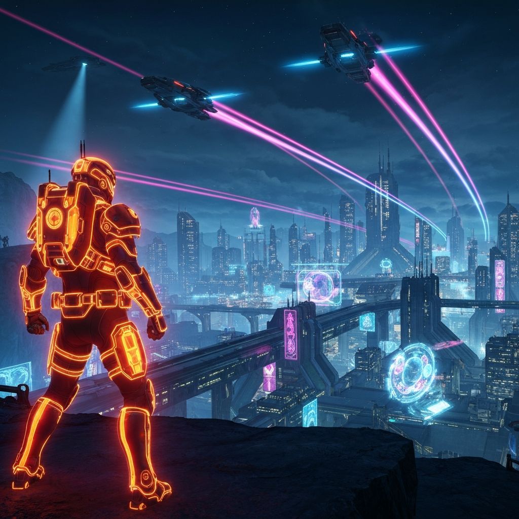 Featured game - Gaming Journeyman showcasing a futuristic sci-fi landscape